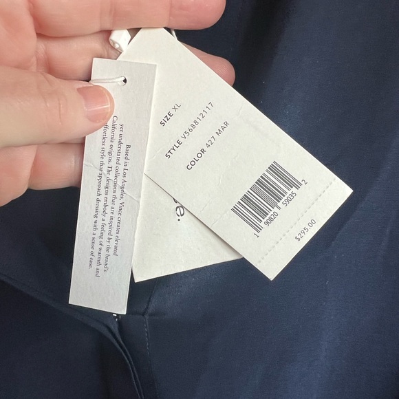 NWT Vince Silk Band-Collar Blouse, size XL - Picture 5 of 9